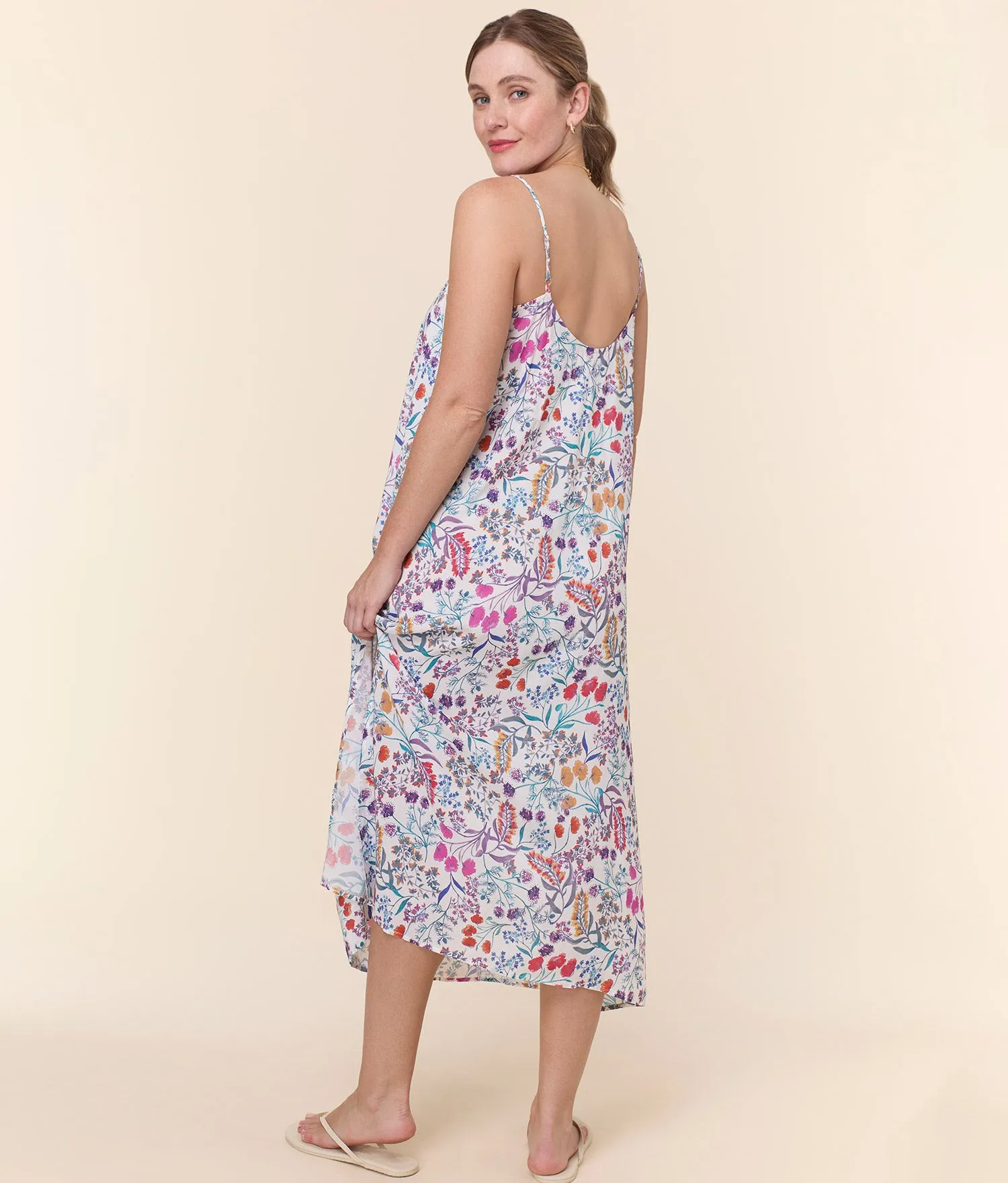 The Coastal Slip Dress - Lightweight Rayon - Botanical Floral sold by Andie product image thumbnail 3