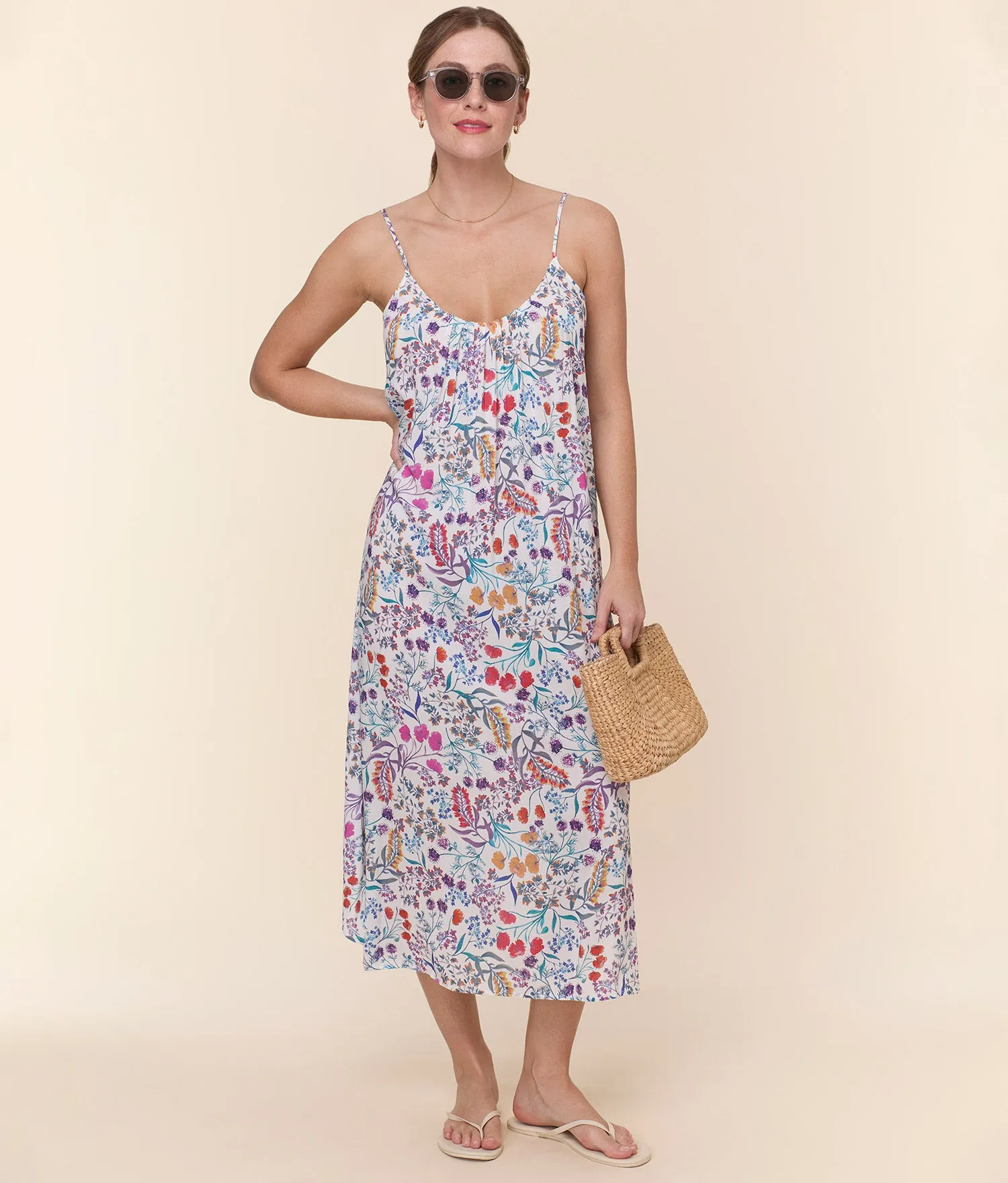 The Coastal Slip Dress - Lightweight Rayon - Botanical Floral sold by Andie