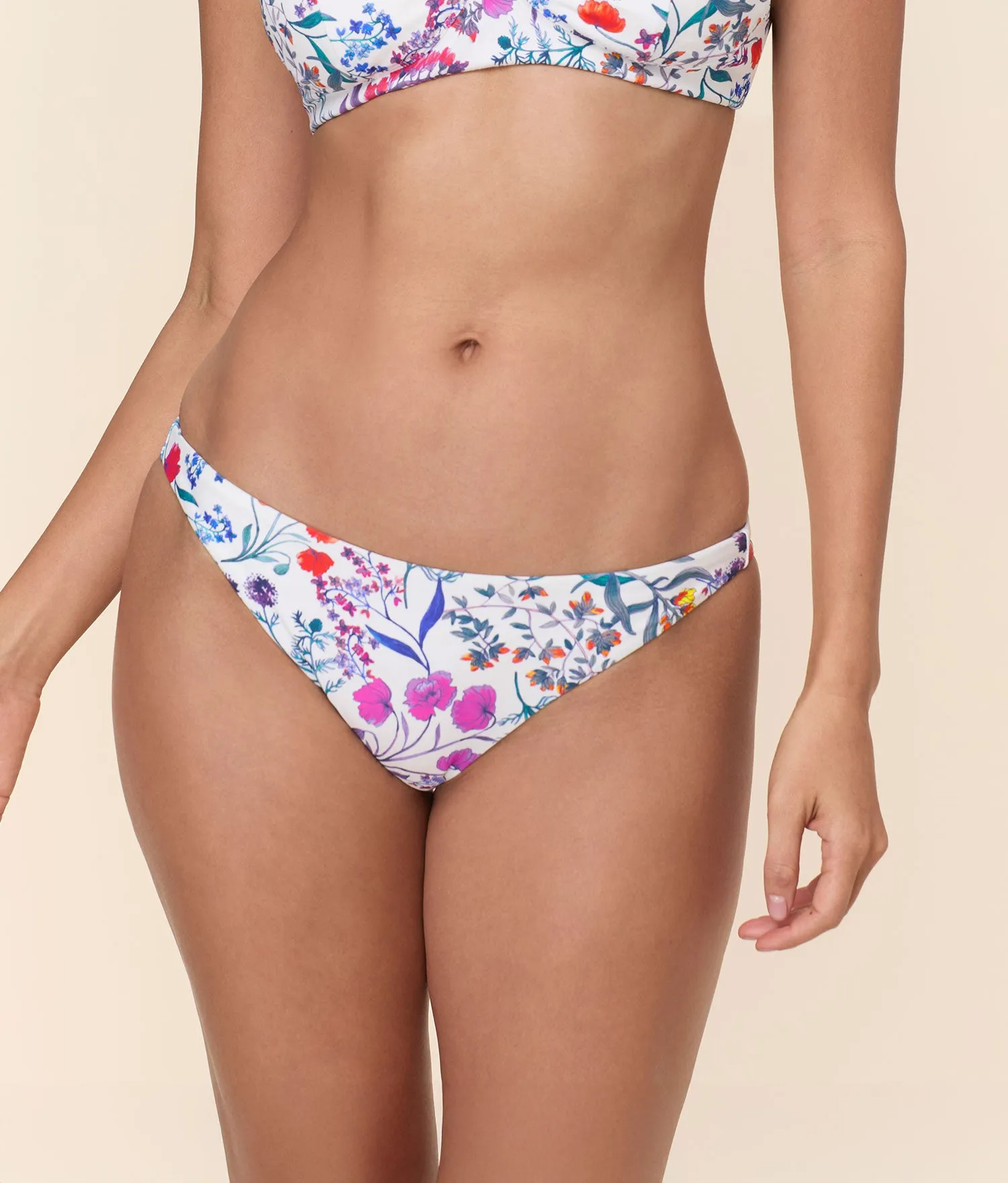 The Cheeky Bikini Bottom - Eco Nylon - Botanical Floral sold by Andie