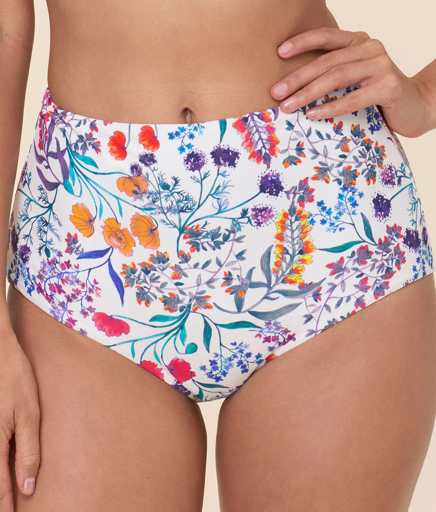 The Super High Waist Bikini Bottom - Eco Nylon - Botanical Floral sold by Andie product image thumbnail 4