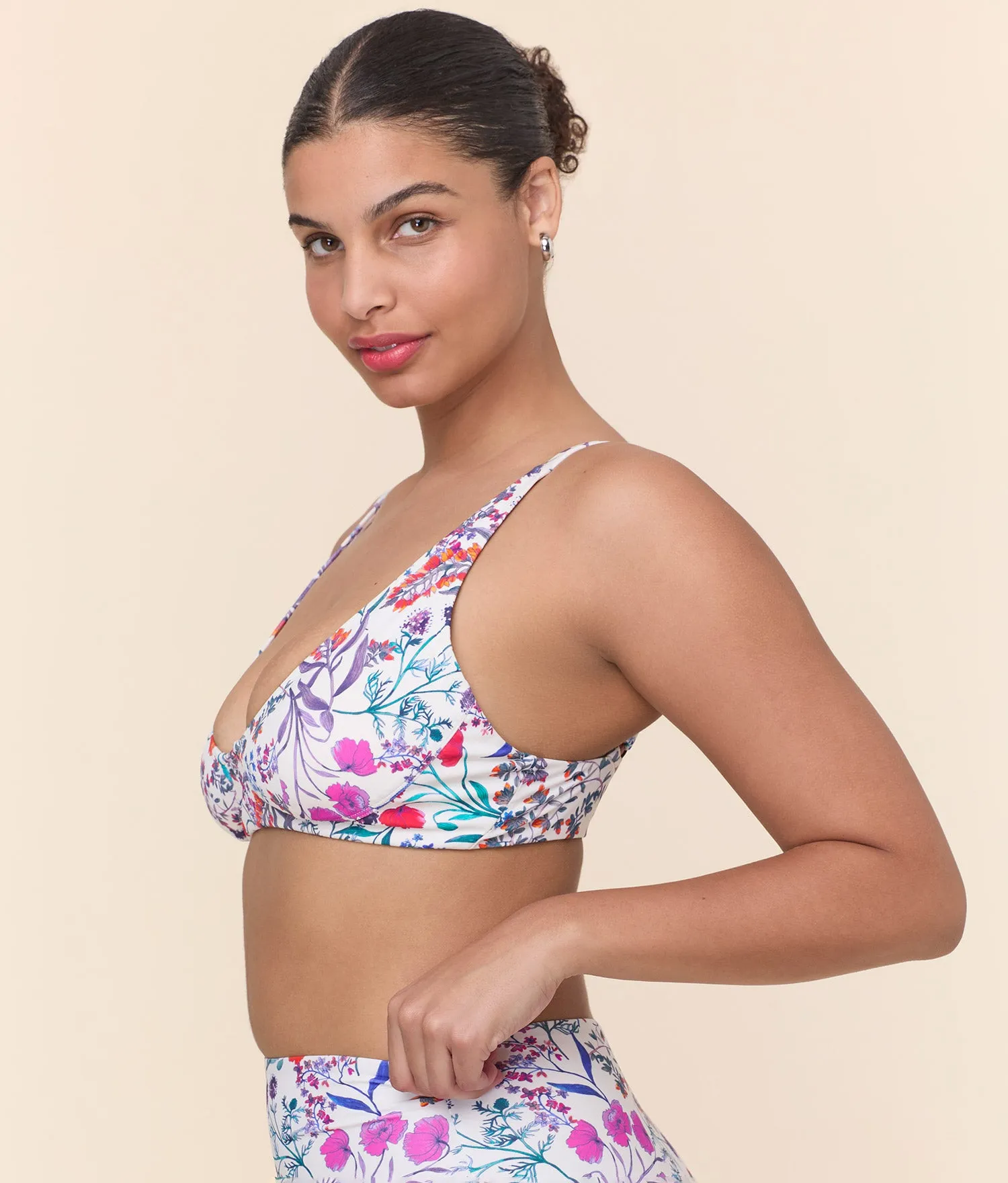The Mila Bikini Top - Eco Nylon - Botanical Floral sold by Andie product image thumbnail 5