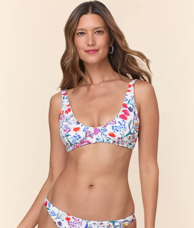 The Mila Bikini Top - Eco Nylon - Botanical Floral sold by Andie