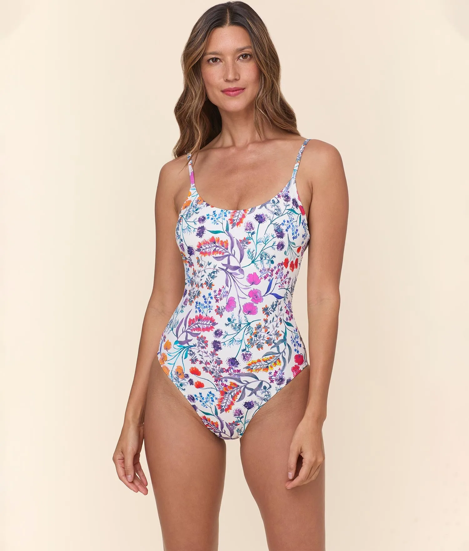 The Amalfi One Piece - Eco Nylon - Botanical Floral - Long Torso sold by Andie