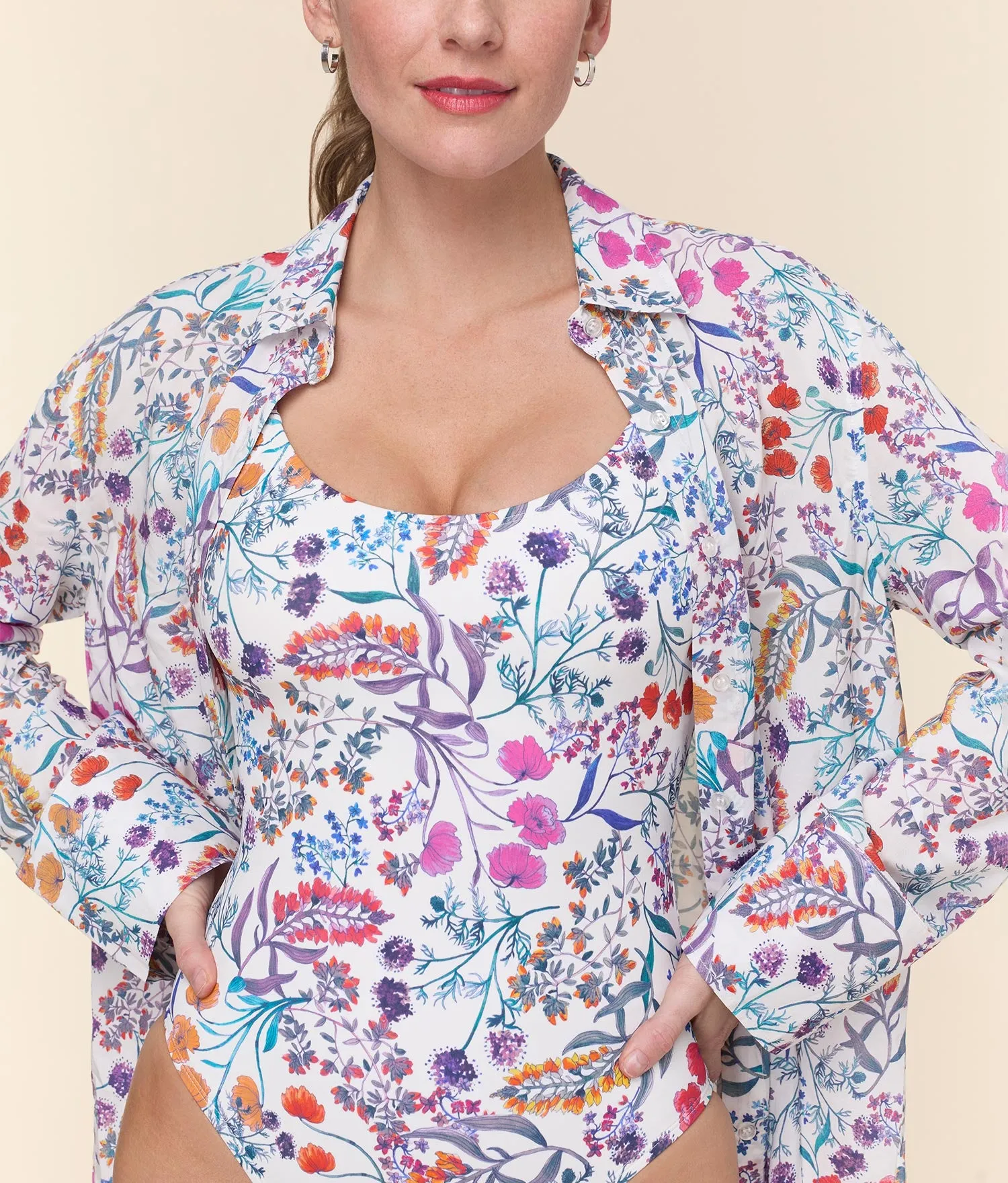 The Coastal Button Up - Lightweight Rayon - Botanical Floral sold by Andie product image thumbnail 5