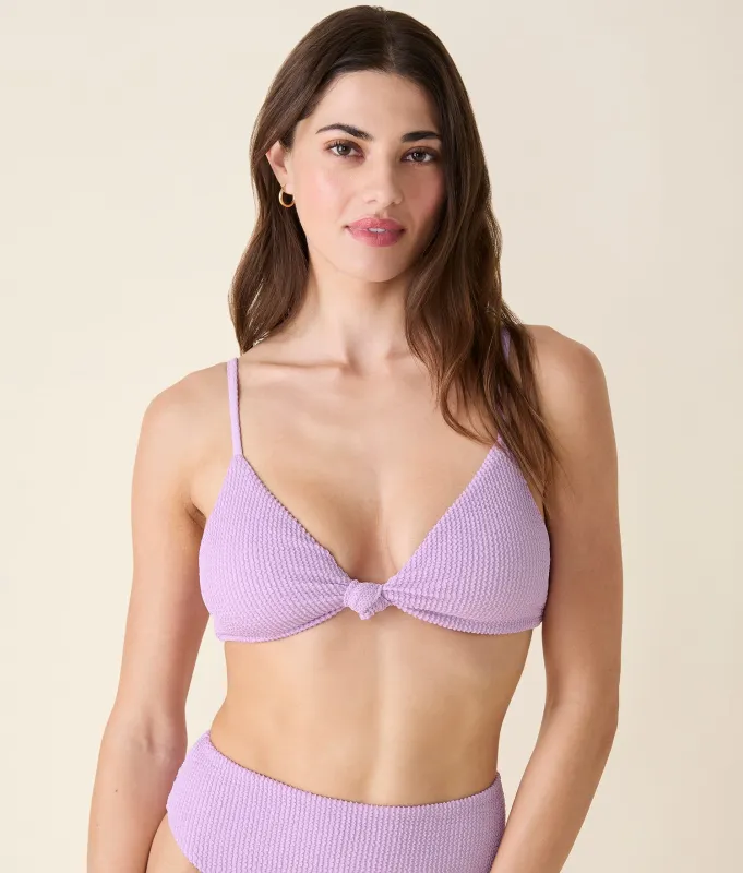 The Santorini Bikini Top - Seersucker - Lupine sold by Andie