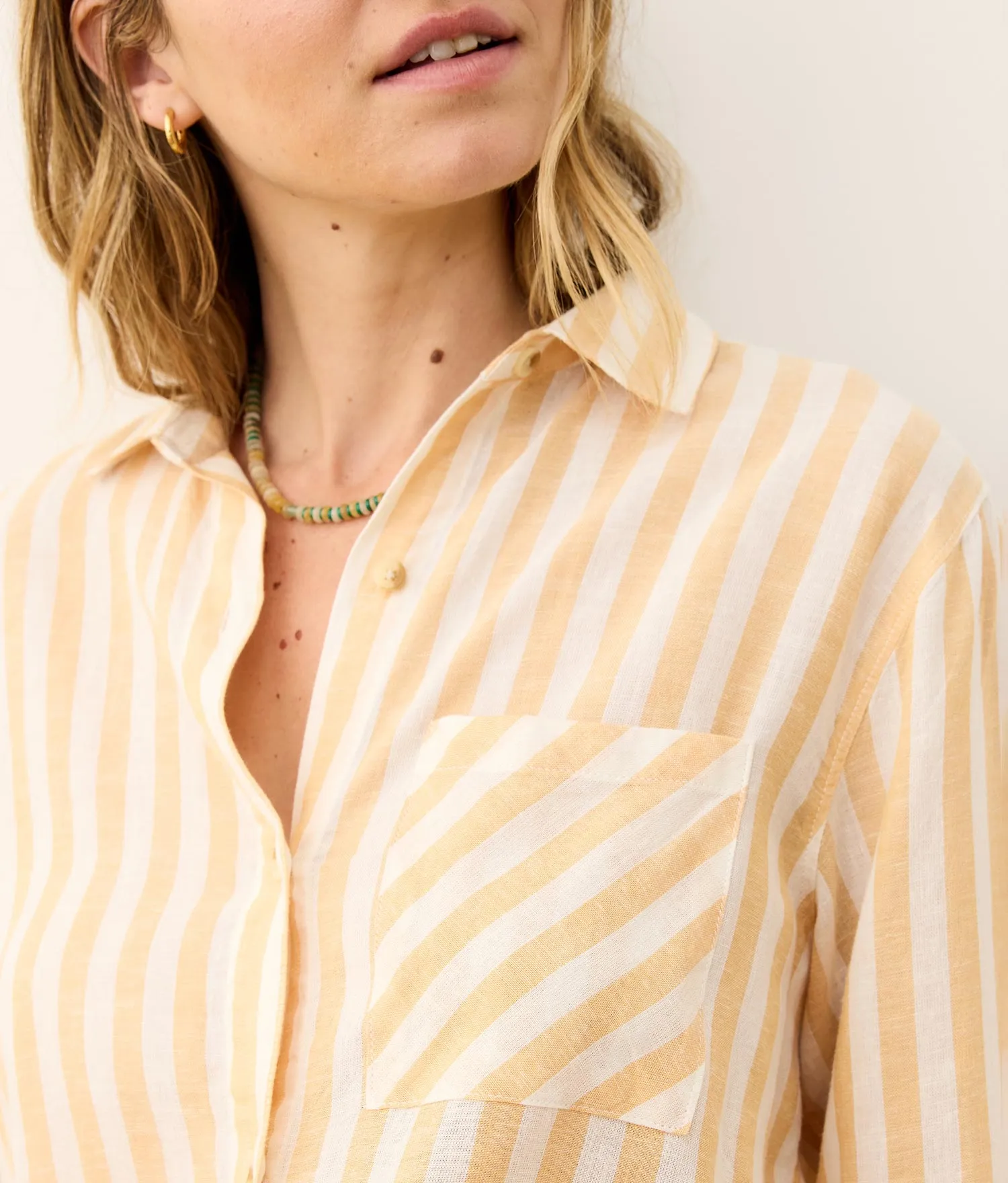Jane Relaxed Linen Shirt (Yellow/White Stripe) sold by Andie product image thumbnail 3