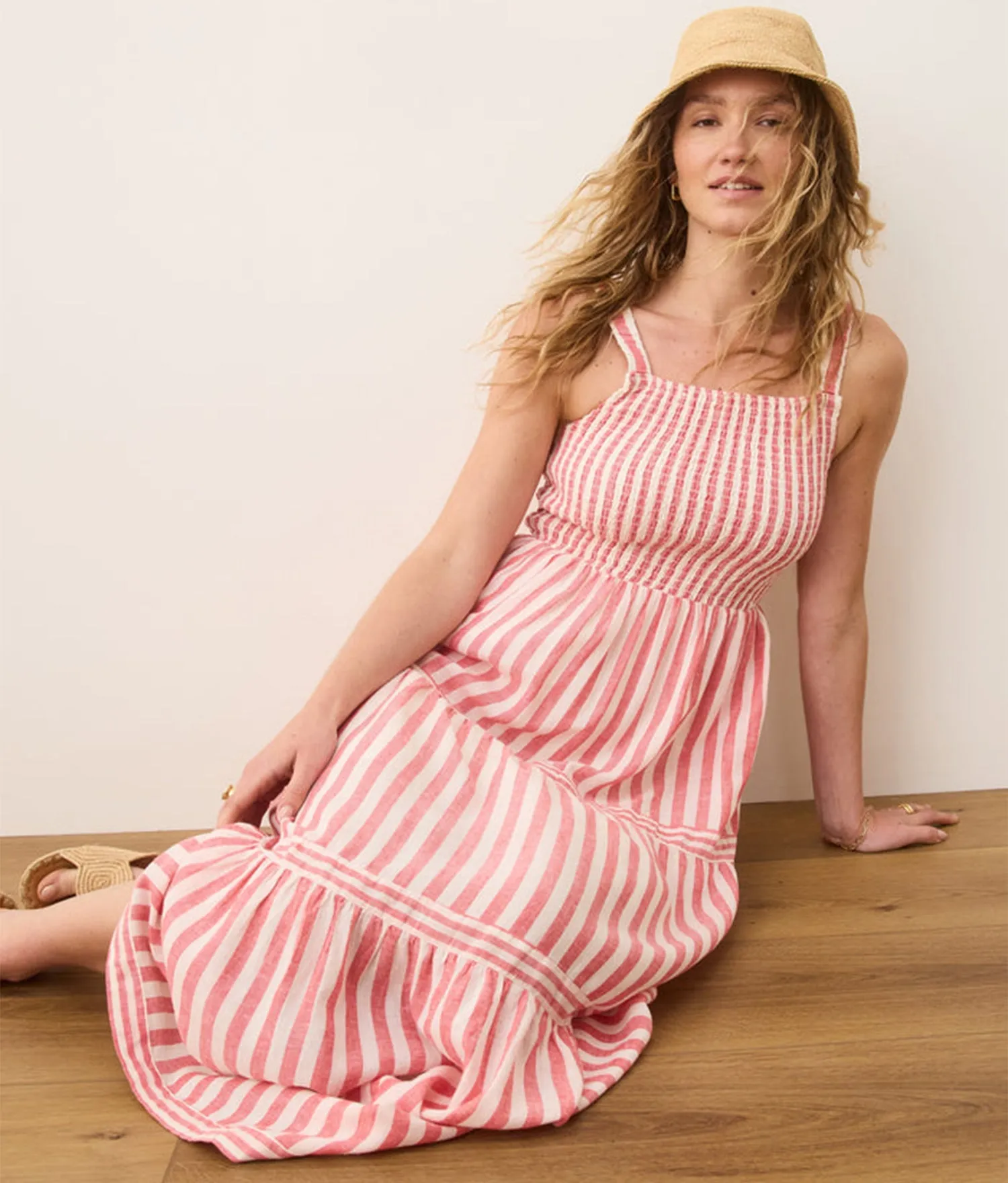 Selene Maxi Dress (Hibiscus/Sand Stripe) sold by Andie product image thumbnail 3