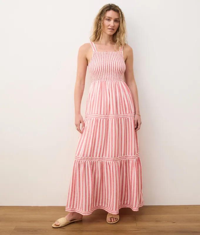 Selene Maxi Dress (Hibiscus/Sand Stripe) | Marine Layer sold by Andie