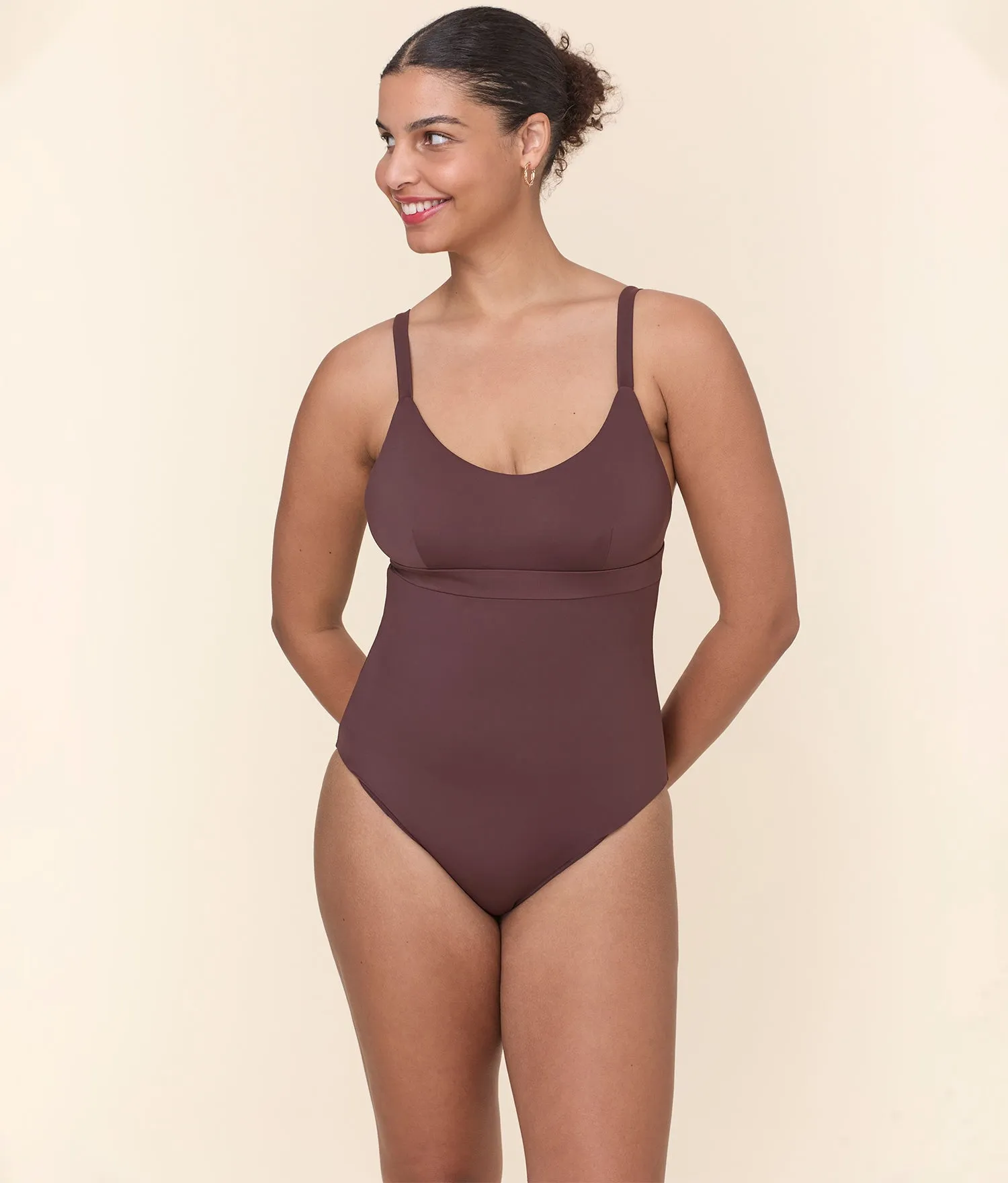 The Honolulu One Piece - Eco Nylon - Mink - Long Torso sold by Andie