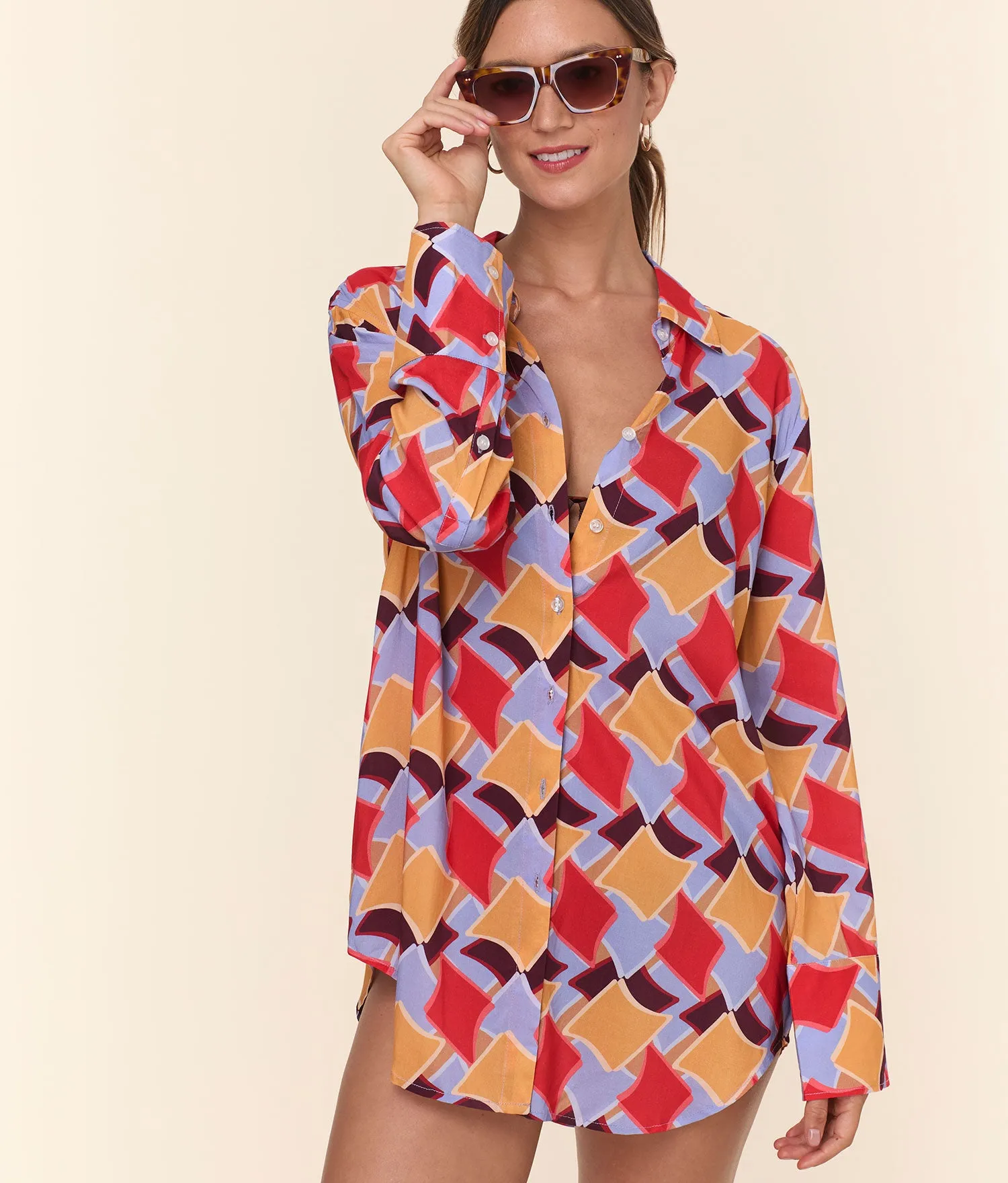 The Coastal Button Up - Lightweight Rayon - Mod Geo sold by Andie product image thumbnail 4