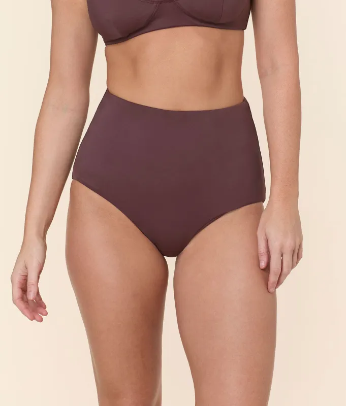 The Super High Waist Bikini Bottom - Eco Nylon - Mink sold by Andie