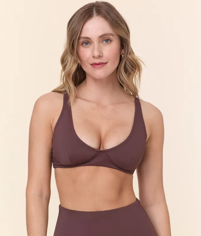 The Mila Bikini Top - Eco Nylon - Mink sold by Andie