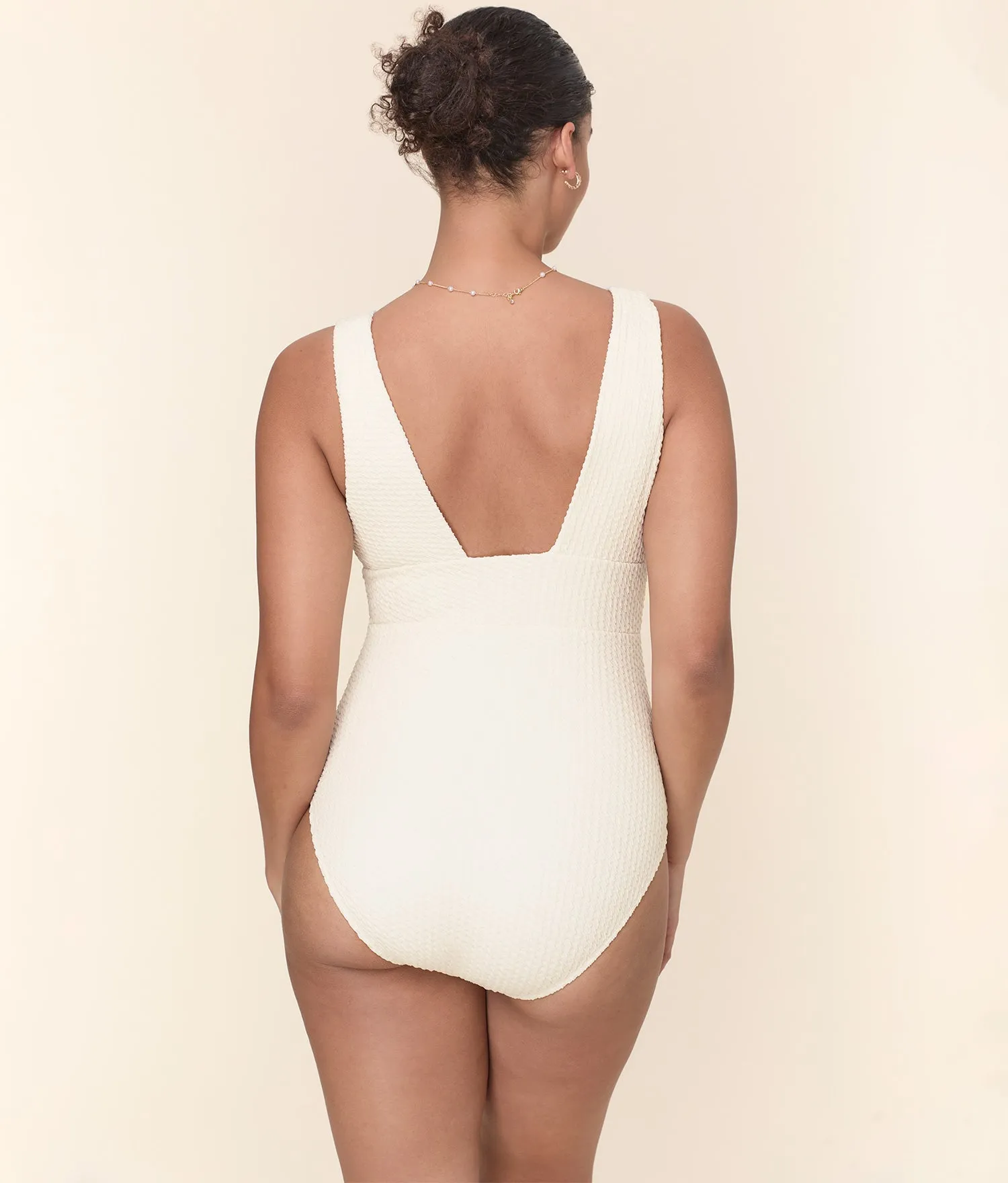 The Mykonos One Piece - Textured Weave - Gardenia - Long Torso sold by Andie product image thumbnail 2
