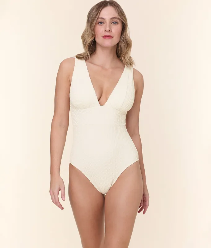 The Mykonos One Piece - Textured Weave - Gardenia - Classic sold by Andie