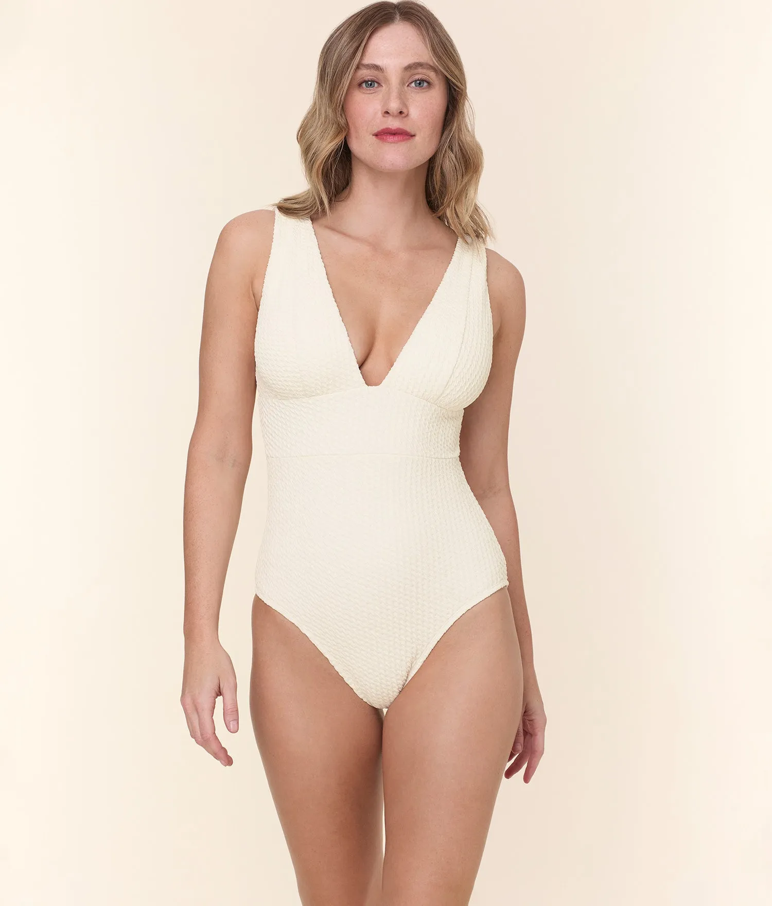 The Mykonos One Piece - Textured Weave - Gardenia - Classic sold by Andie