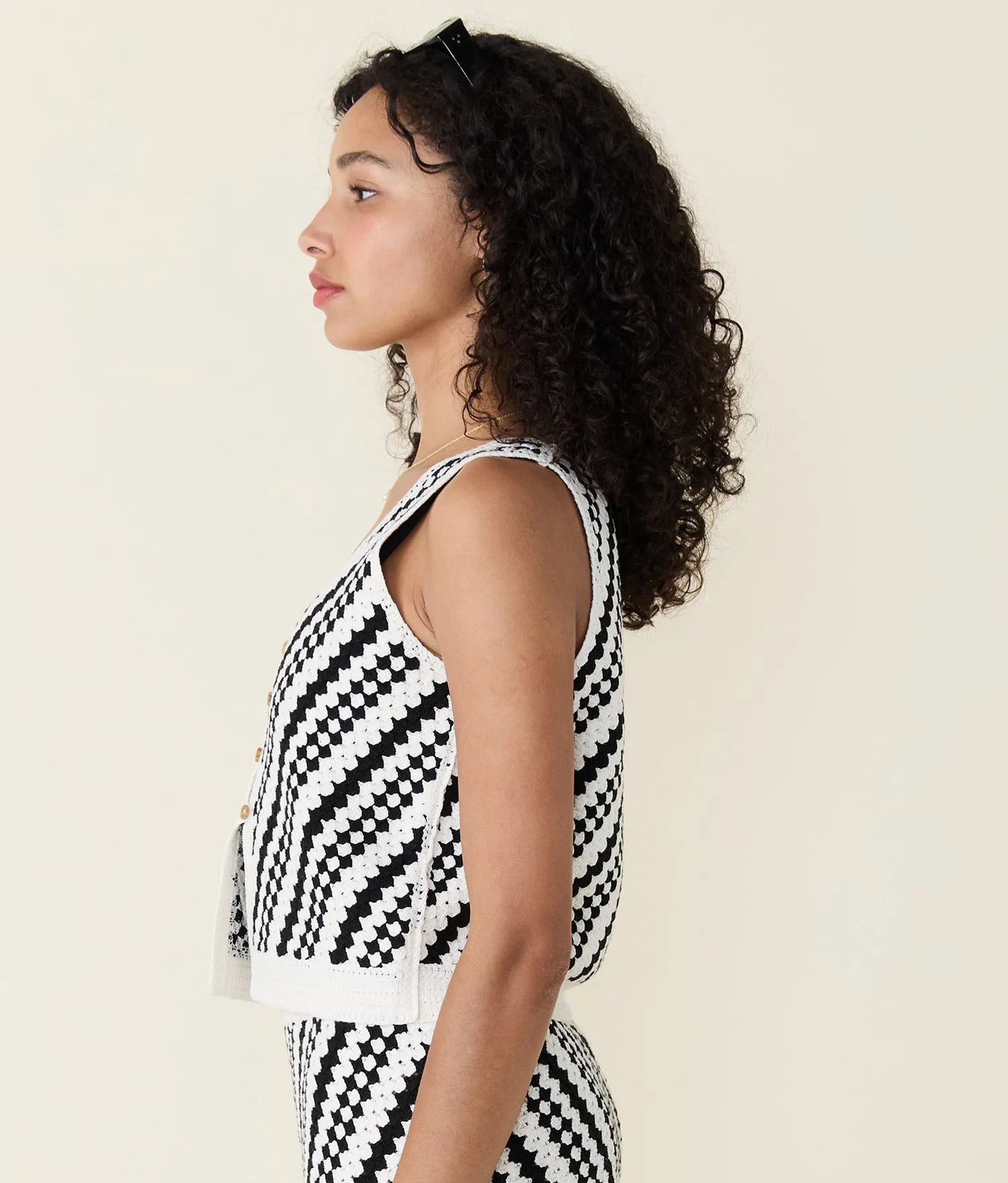 Oasis Sweater Tank (Black - Cream Stripe) sold by Andie product image thumbnail 3