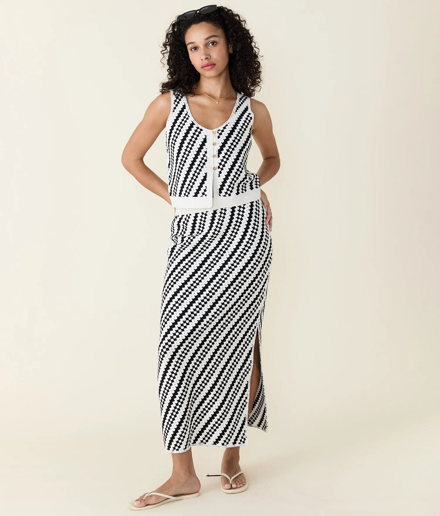 Oasis Sweater Tank (Black - Cream Stripe) sold by Andie product image thumbnail 5