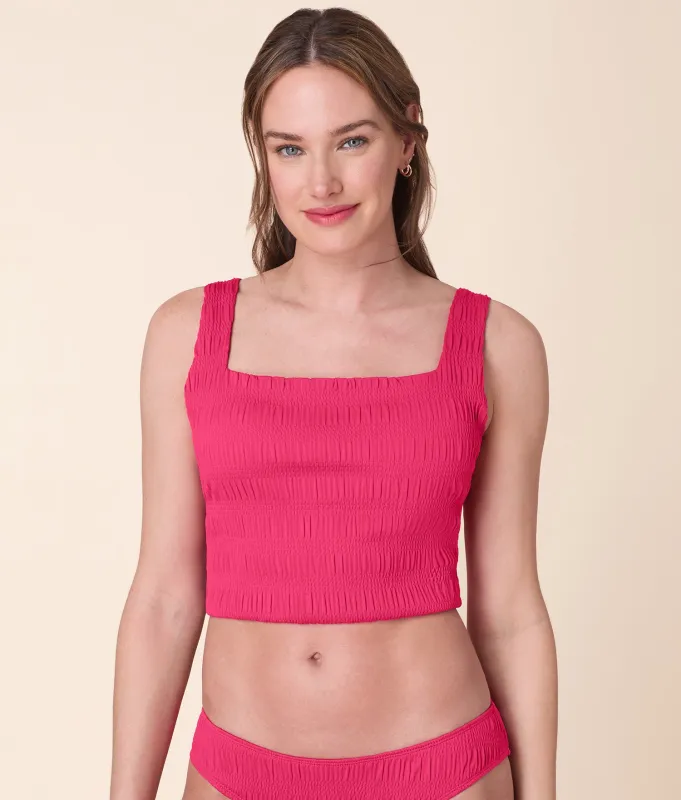 The Siren Swim Tank - Smocked - Bright Begonia sold by Andie