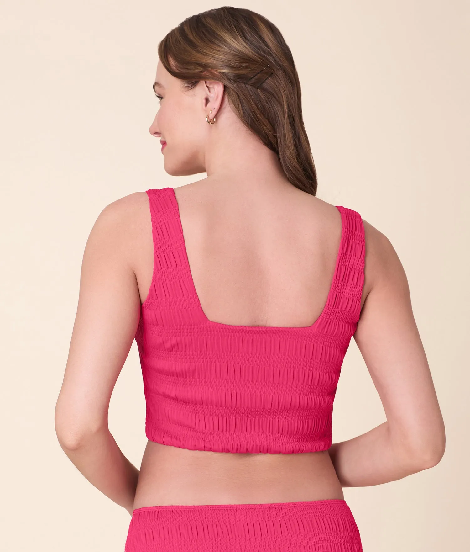 The Siren Swim Tank - Smocked - Bright Begonia sold by Andie product image thumbnail 2