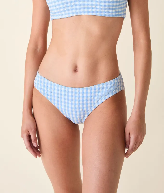 The Classic Bikini Bottom - Crinkle Gingham - Sky Gingham sold by Andie
