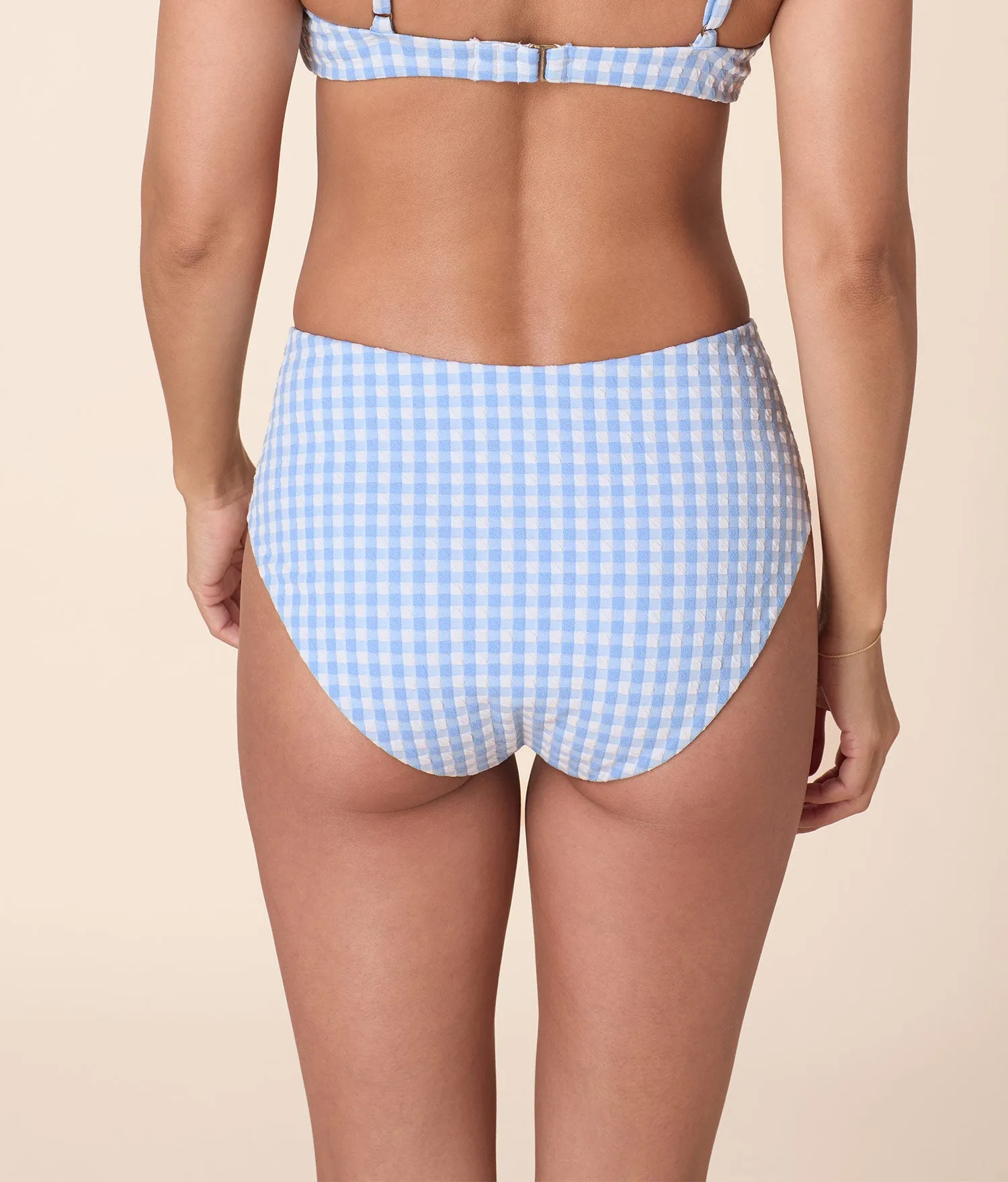 The High Rise Bikini Bottom - Crinkle Gingham - Sky Gingham sold by Andie product image thumbnail 2