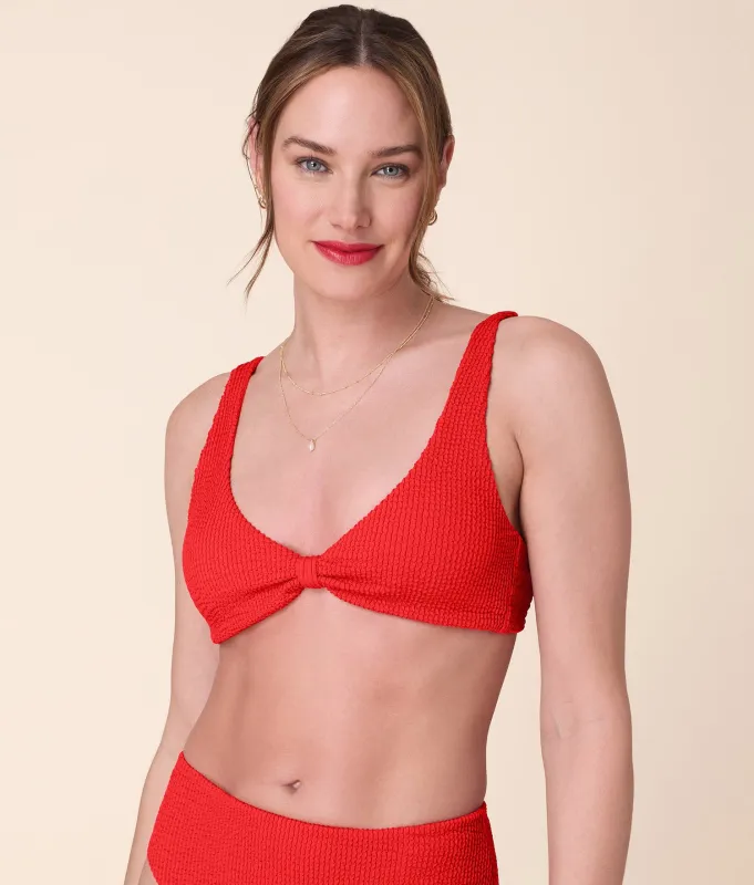 The Amor Bikini Top - Seersucker - Firecracker sold by Andie