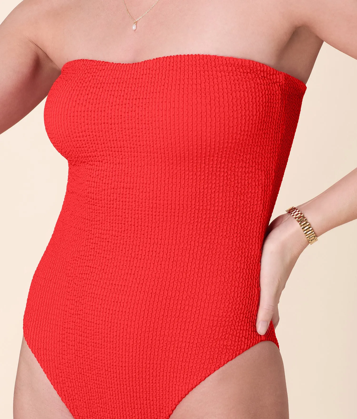 The Kauai One Piece - Seersucker - Firecracker - Classic sold by Andie product image thumbnail 5