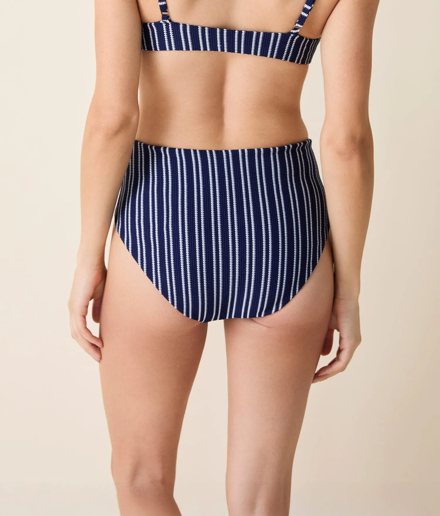 The High Rise Bikini Bottom - Textured Stripe - Nautical sold by Andie product image thumbnail 2