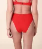 The 90s High Waist Bikini Bottom - Seersucker - Firecracker sold by Andie