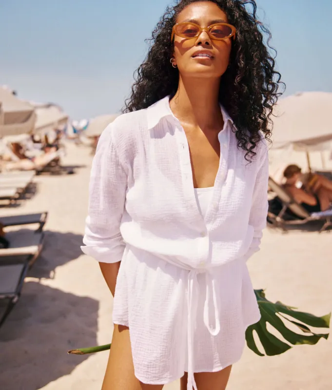 The Corvo Button Up - Cotton Gauze - White sold by Andie