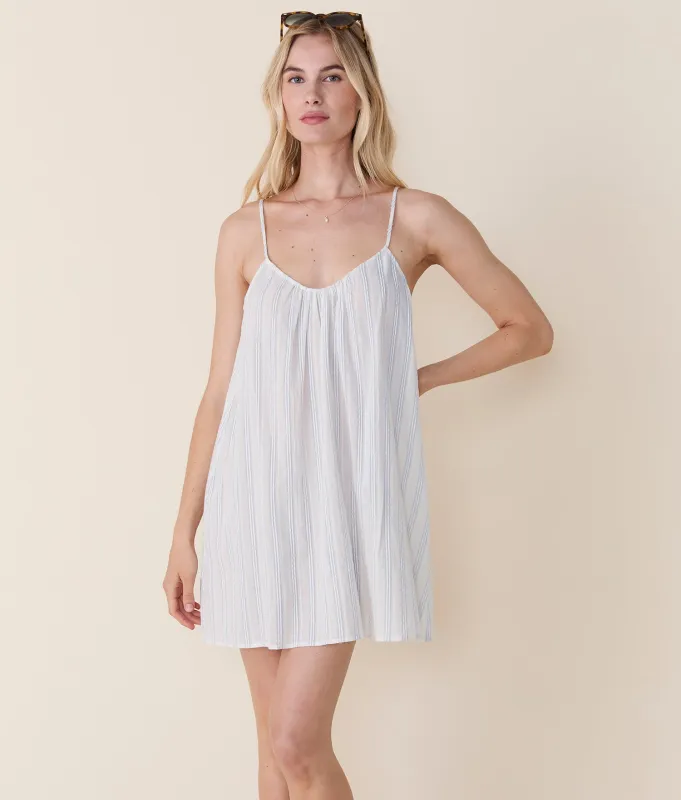 The Harbor Mini Dress - Ribbon Stripe - Feather sold by Andie