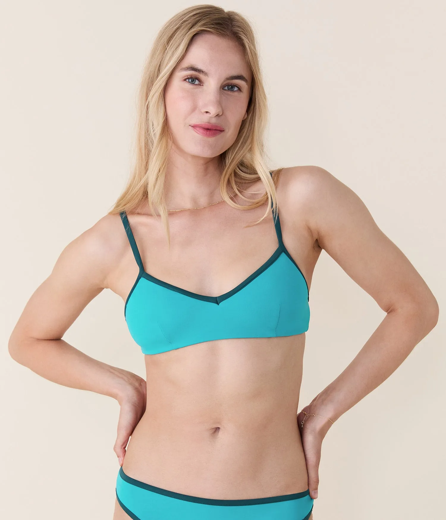 The Bells Bikini Top - Eco Nylon - Cyan sold by Andie