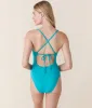 The Elwood One Piece - Eco Nylon - Cyan - Long Torso sold by Andie