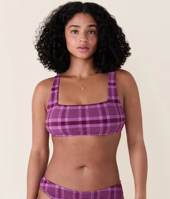 The Rye Bikini Top - Plaid - Crocus Plaid sold by Andie