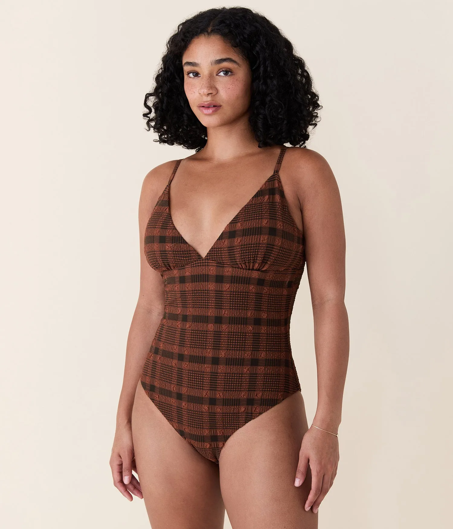 The Lanikai One Piece - Plaid - Sierra Plaid - Long Torso sold by Andie