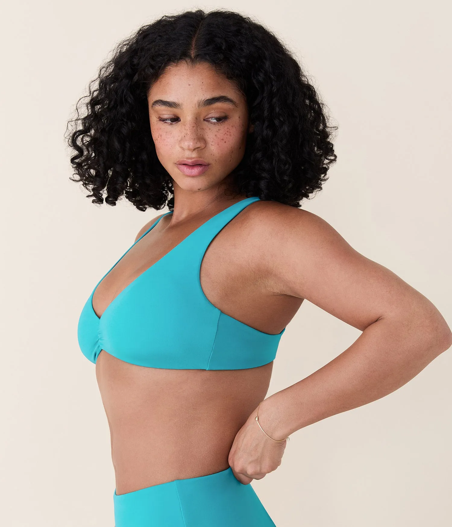 The Sicily Bikini Top - Eco Nylon - Cyan sold by Andie product image thumbnail 3