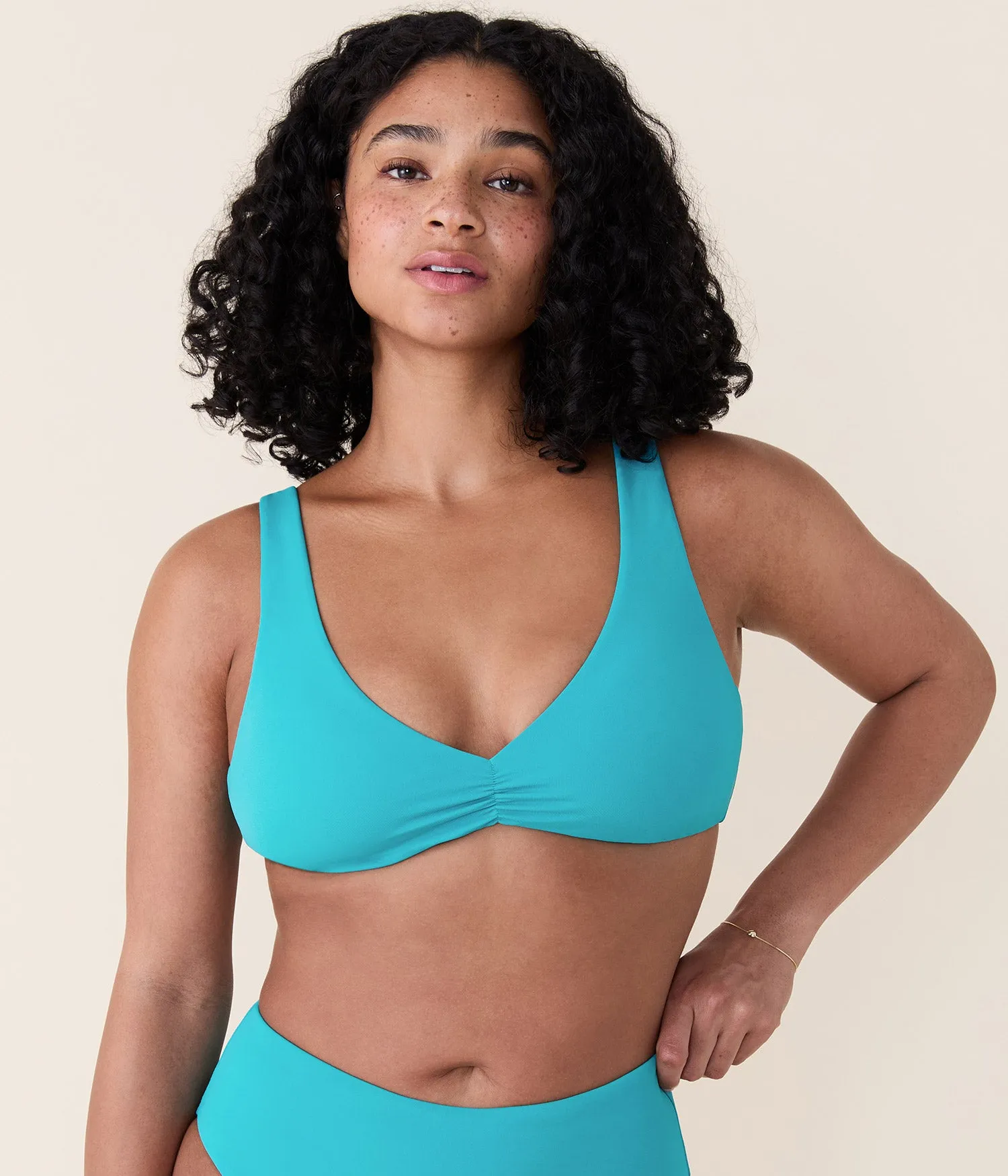 The Sicily Bikini Top - Eco Nylon - Cyan sold by Andie