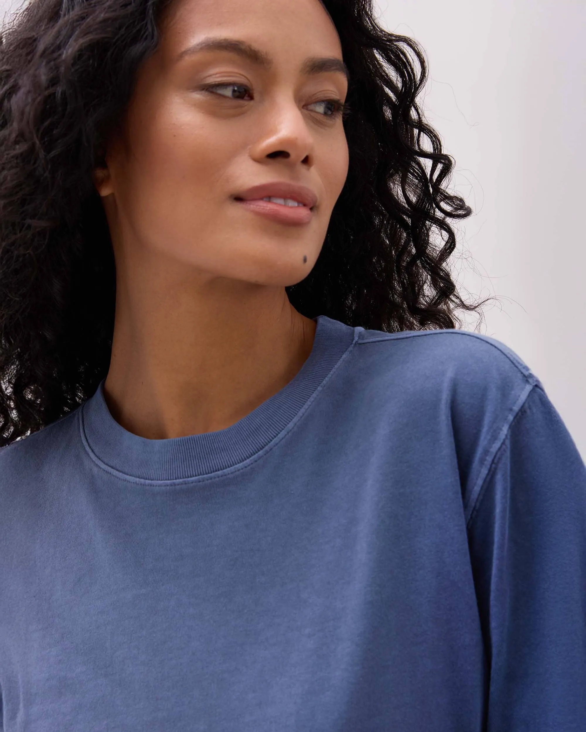 Womens Relaxed Crop Tee - Pigment Dye Jersey - Vintage Indigo sold by Andie product image thumbnail 5