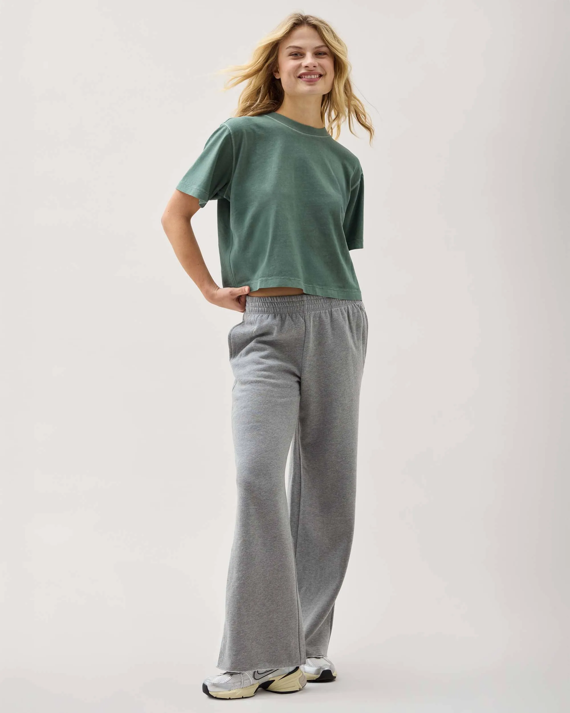 Womens Relaxed Crop Tee - Pigment Dye Jersey - Sage Leaf sold by Andie product image thumbnail 2
