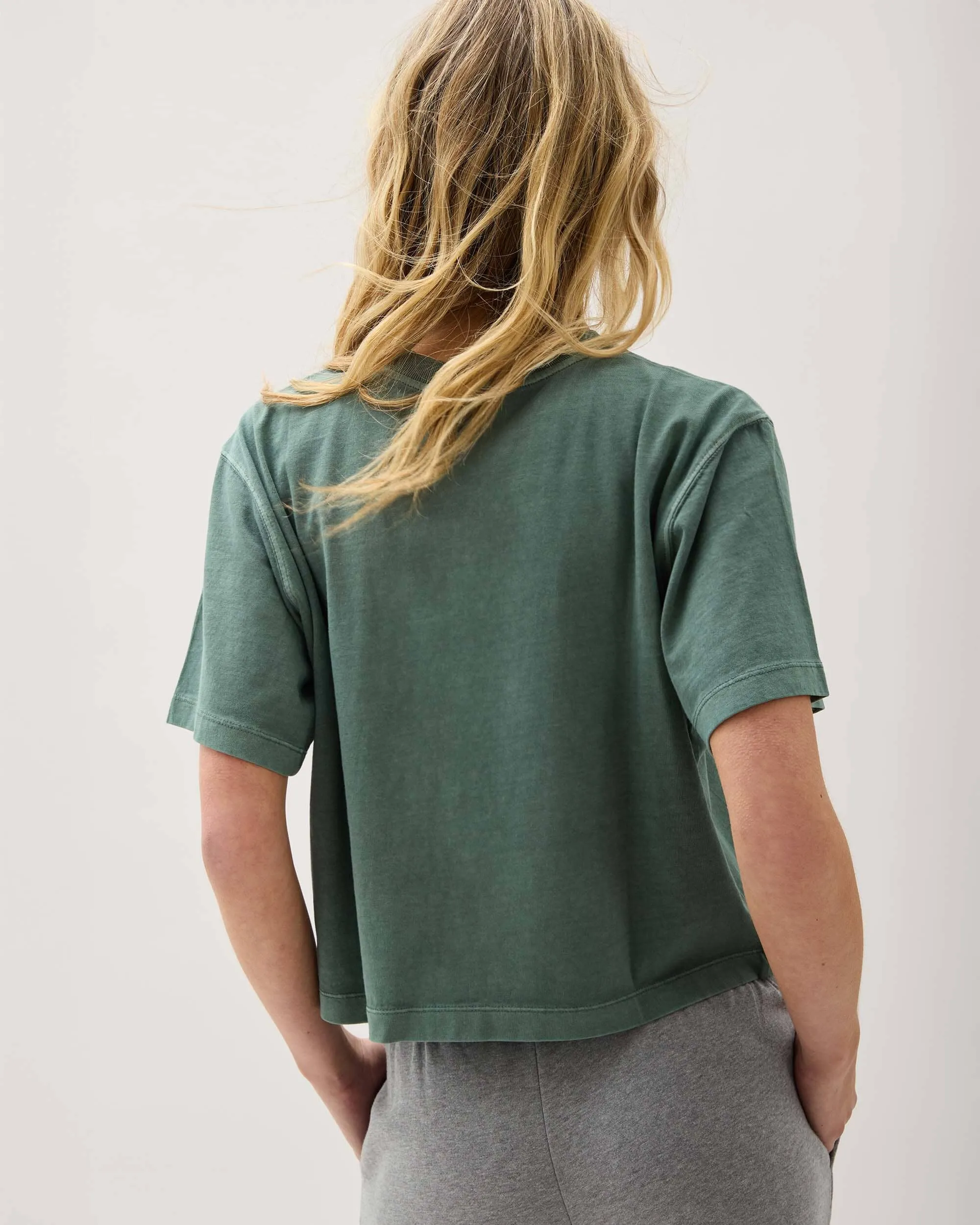 Womens Relaxed Crop Tee - Pigment Dye Jersey - Sage Leaf sold by Andie product image thumbnail 3