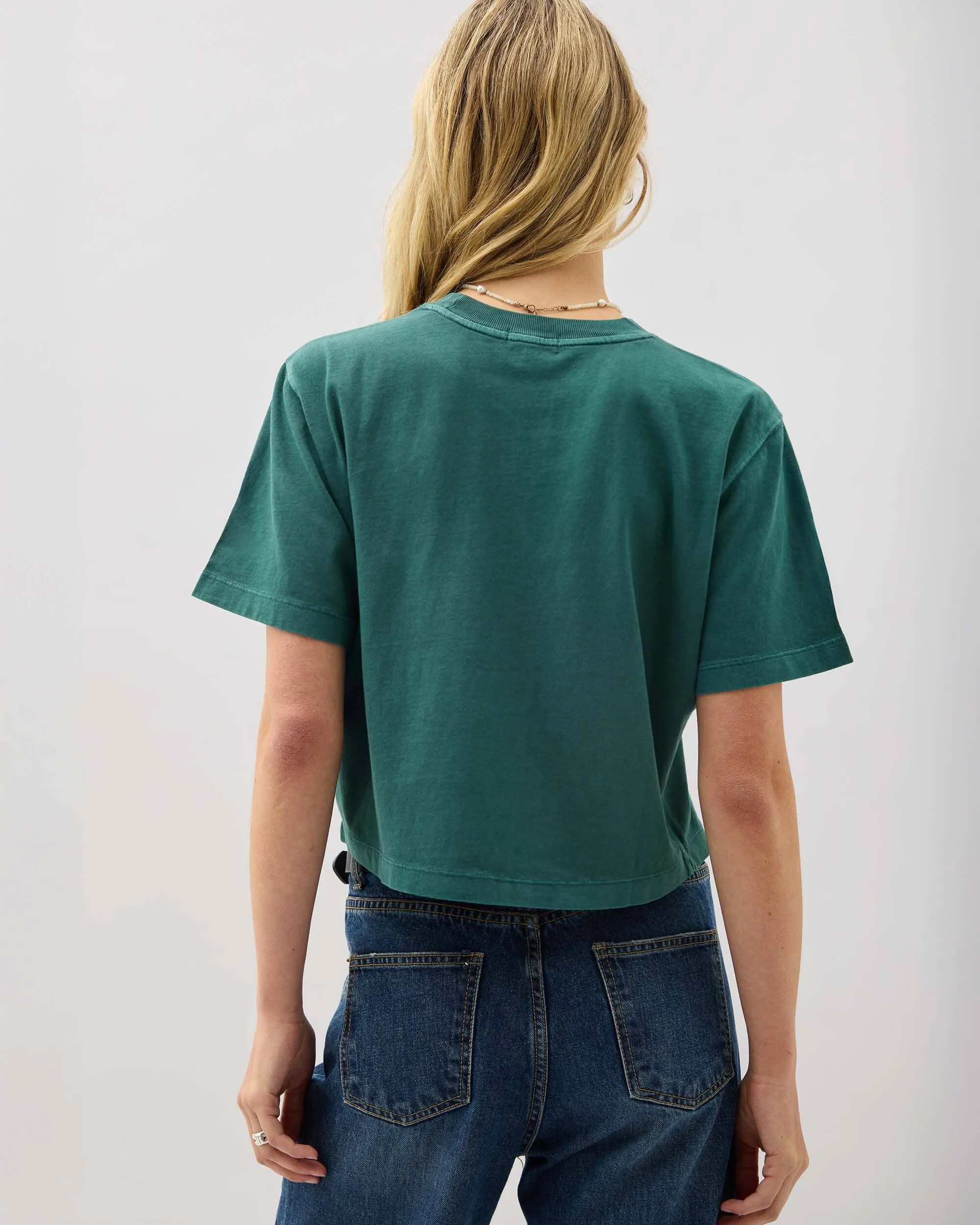 Womens Relaxed Crop Tee - Pigment Dye Jersey - Rainforest sold by Andie product image thumbnail 3