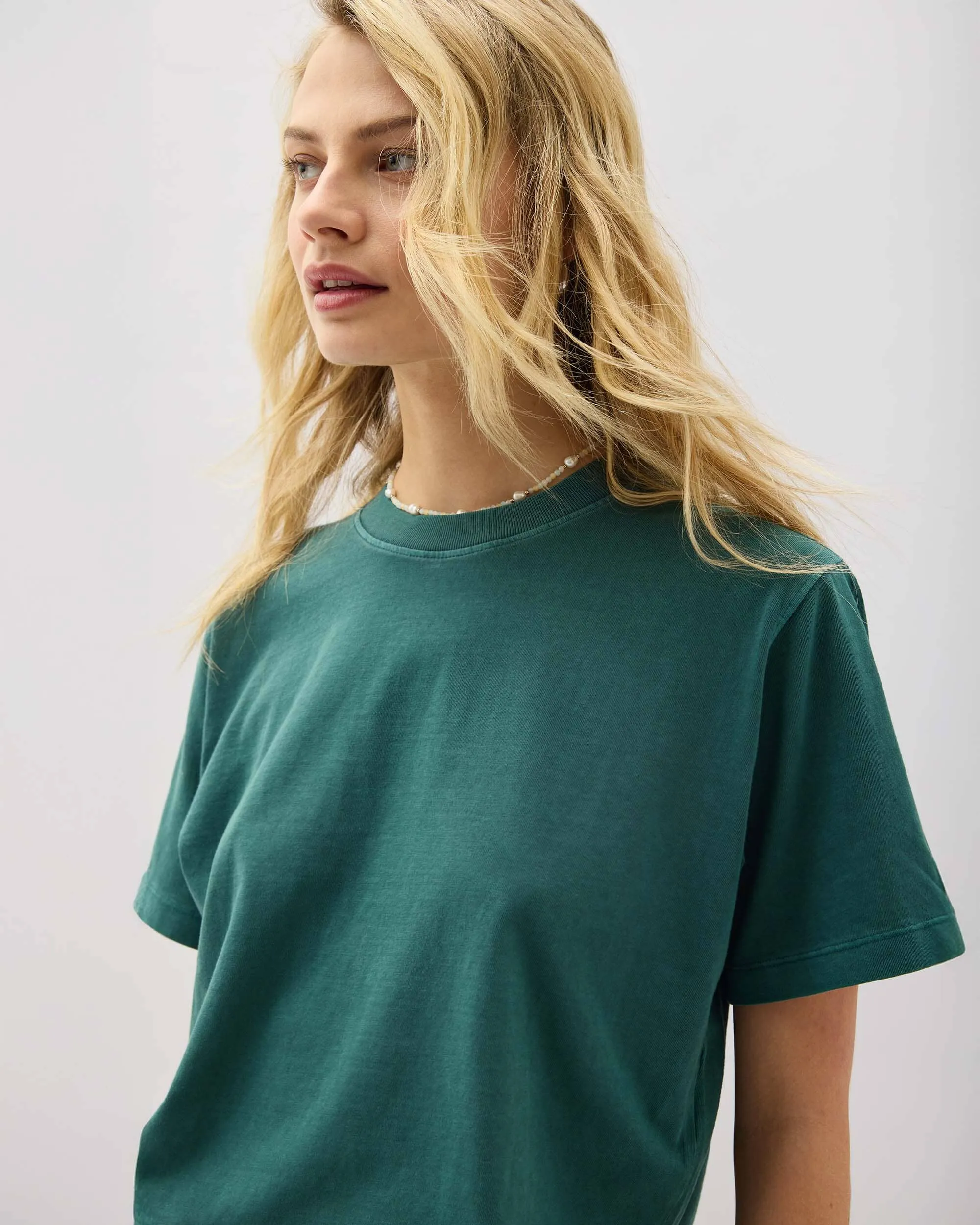 Womens Relaxed Crop Tee - Pigment Dye Jersey - Rainforest sold by Andie product image thumbnail 4