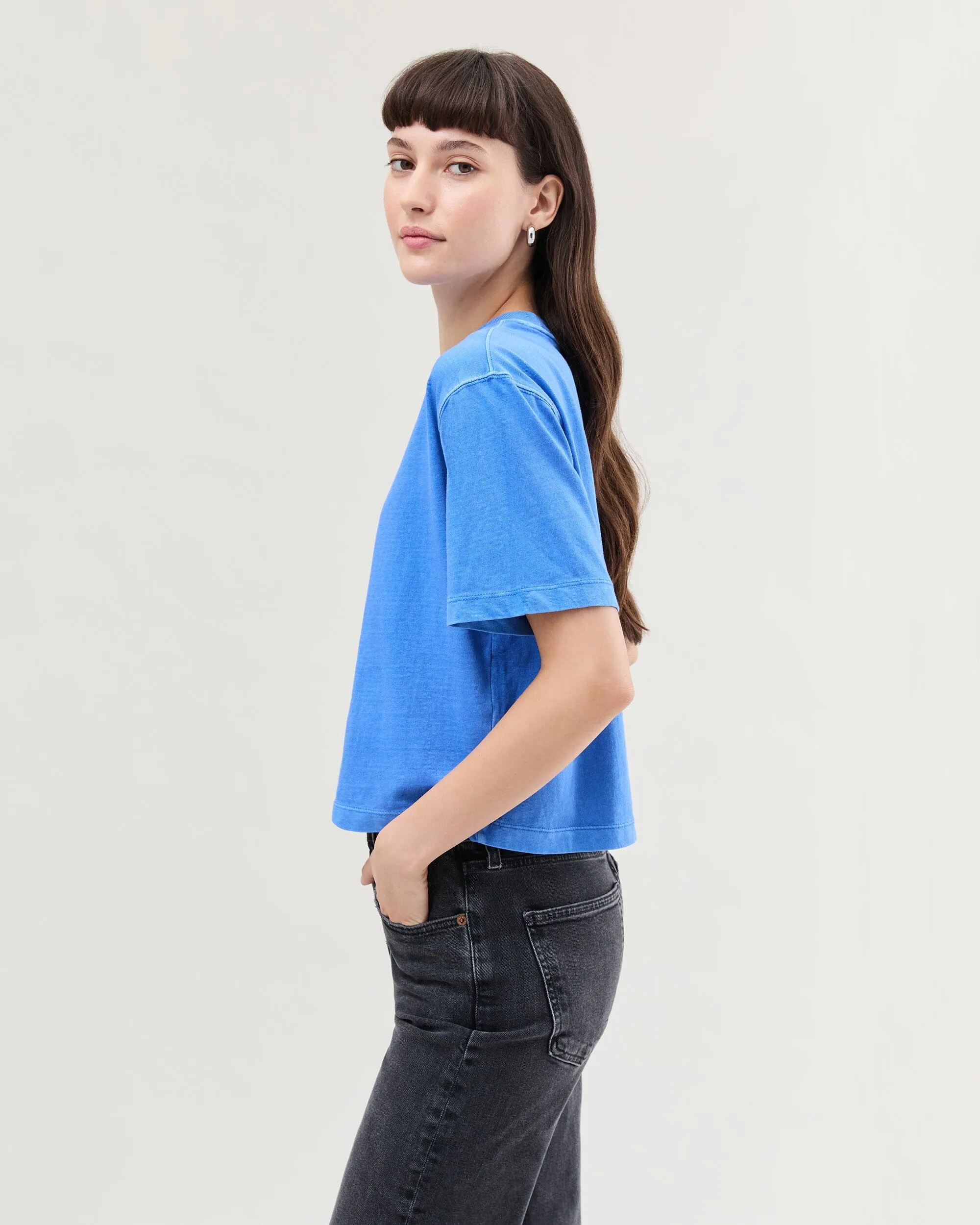 Womens Relaxed Crop Tee - Pigment Dye Jersey - Pop Blue sold by Andie product image thumbnail 3