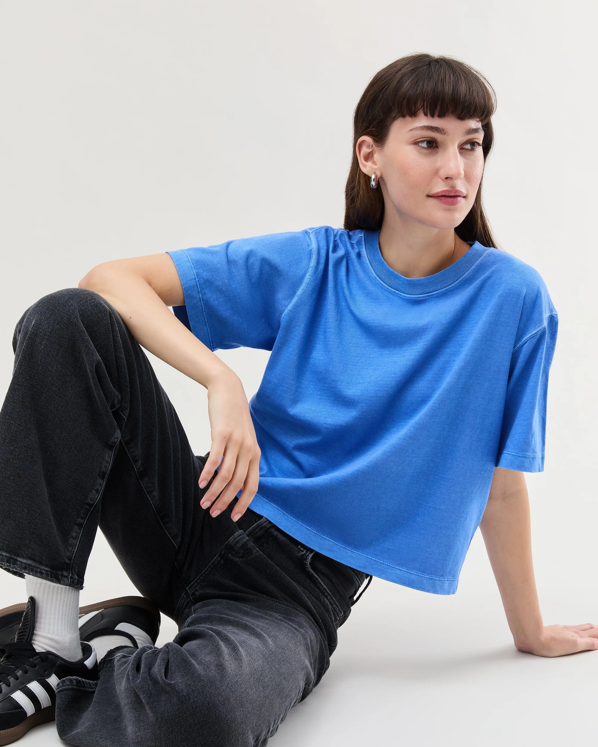 Womens Relaxed Crop Tee - Pigment Dye Jersey - Pop Blue sold by Andie product image thumbnail 4