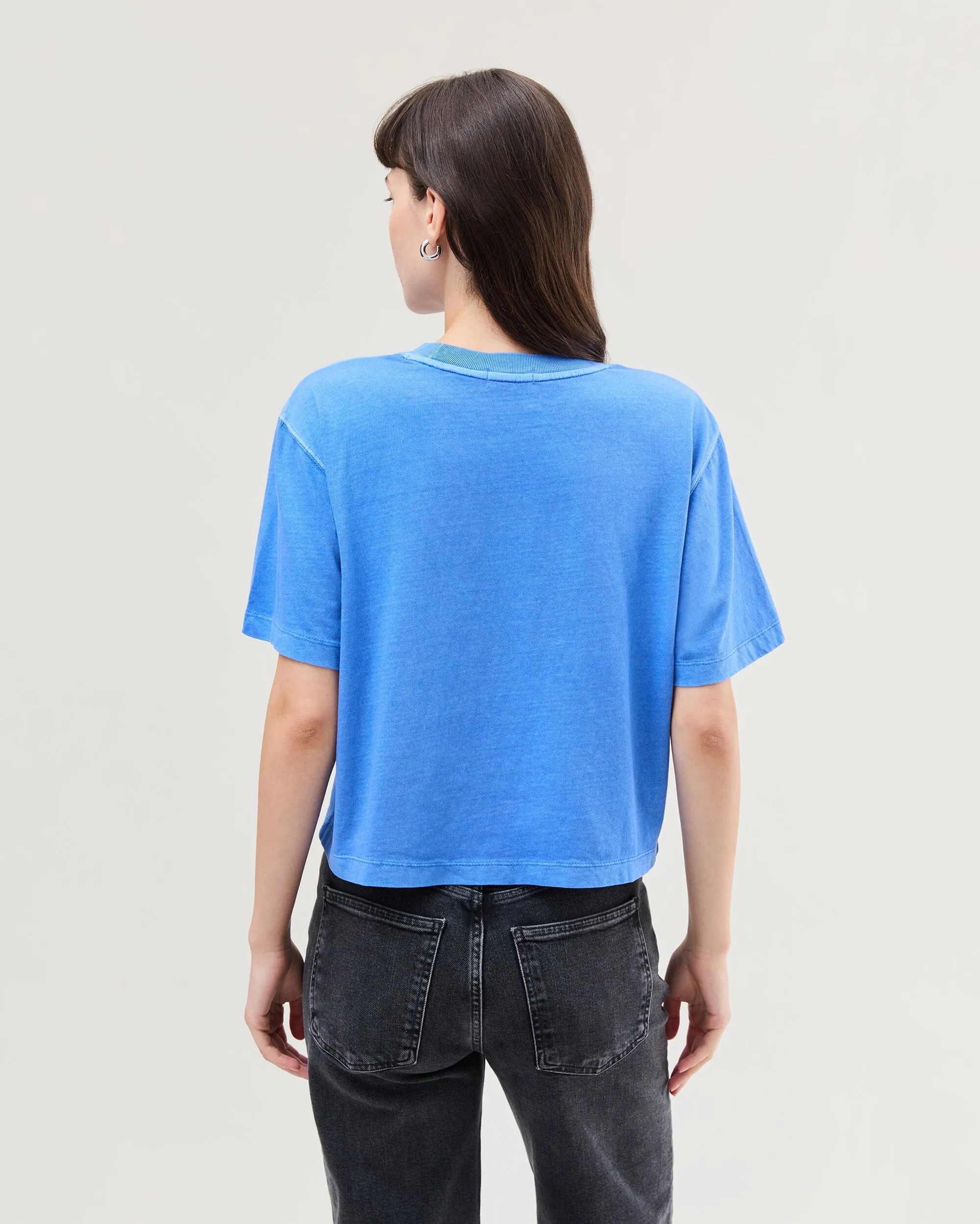 Womens Relaxed Crop Tee - Pigment Dye Jersey - Pop Blue sold by Andie product image thumbnail 5