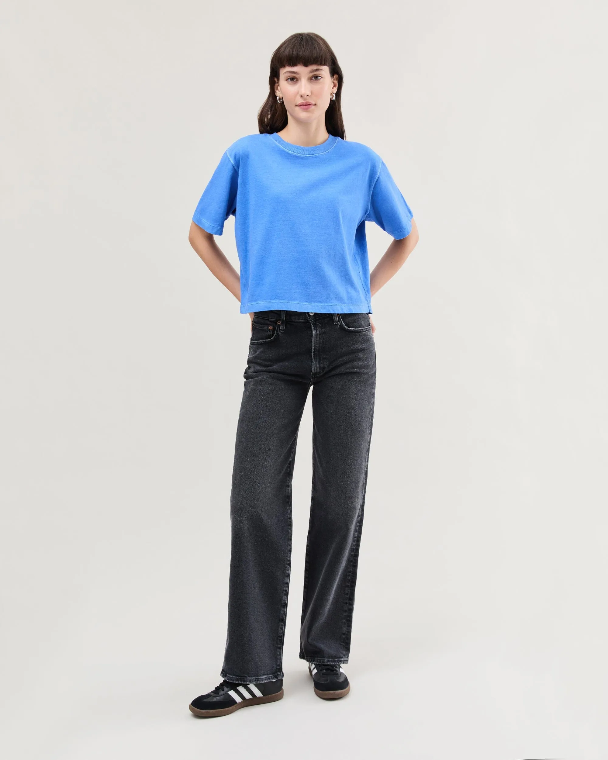 Womens Relaxed Crop Tee - Pigment Dye Jersey - Pop Blue sold by Andie product image thumbnail 2
