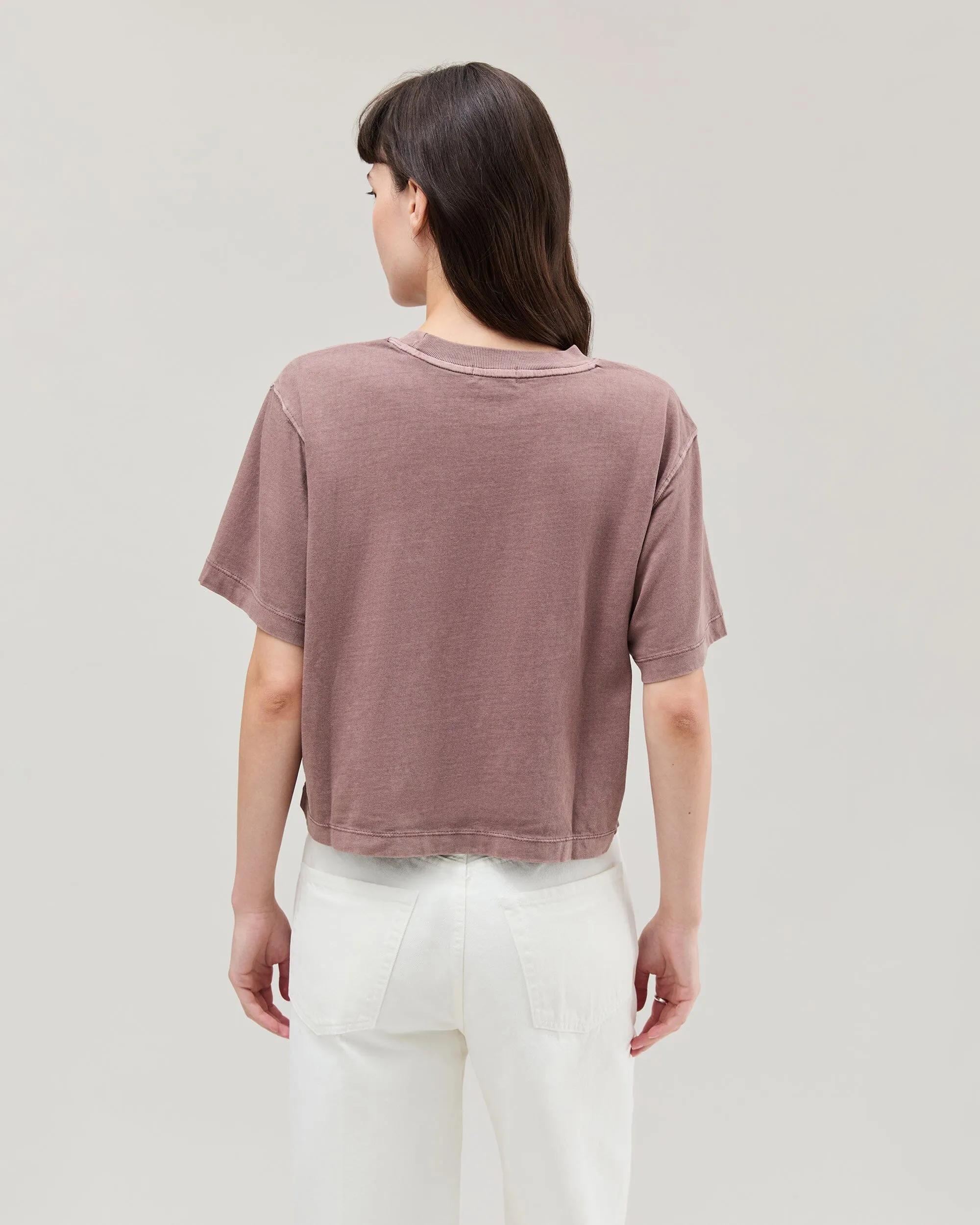 Womens Relaxed Crop Tee - Pigment Dye Jersey - Plum Smoke sold by Andie product image thumbnail 4