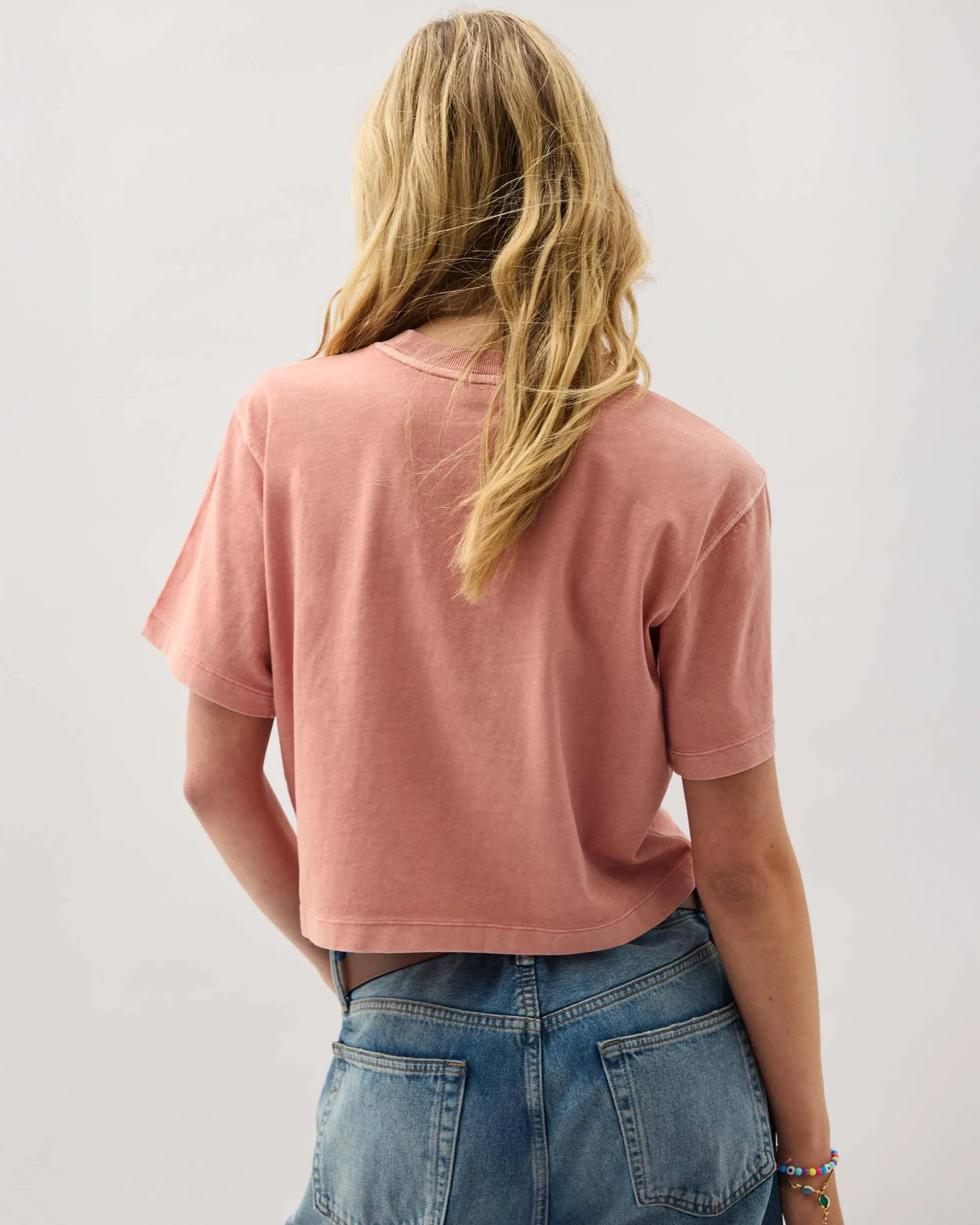 Womens Relaxed Crop Tee - Pigment Dye Jersey - Pink Sands sold by Andie product image thumbnail 3