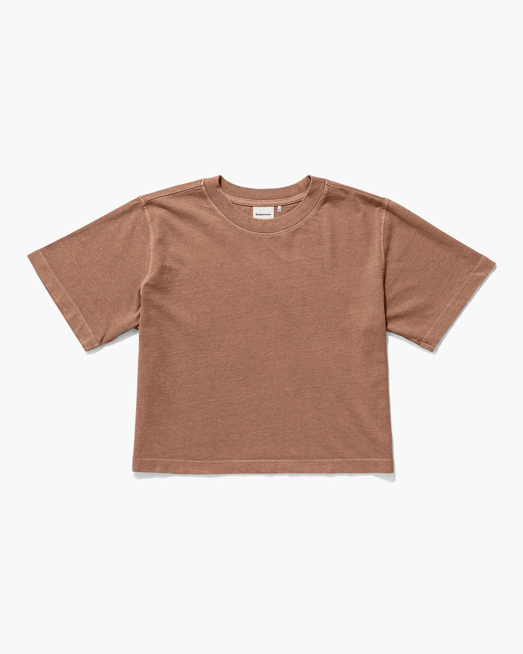 Womens Relaxed Crop Tee - Pigment Dye Jersey - Mocha Mousse sold by Andie product image thumbnail 5