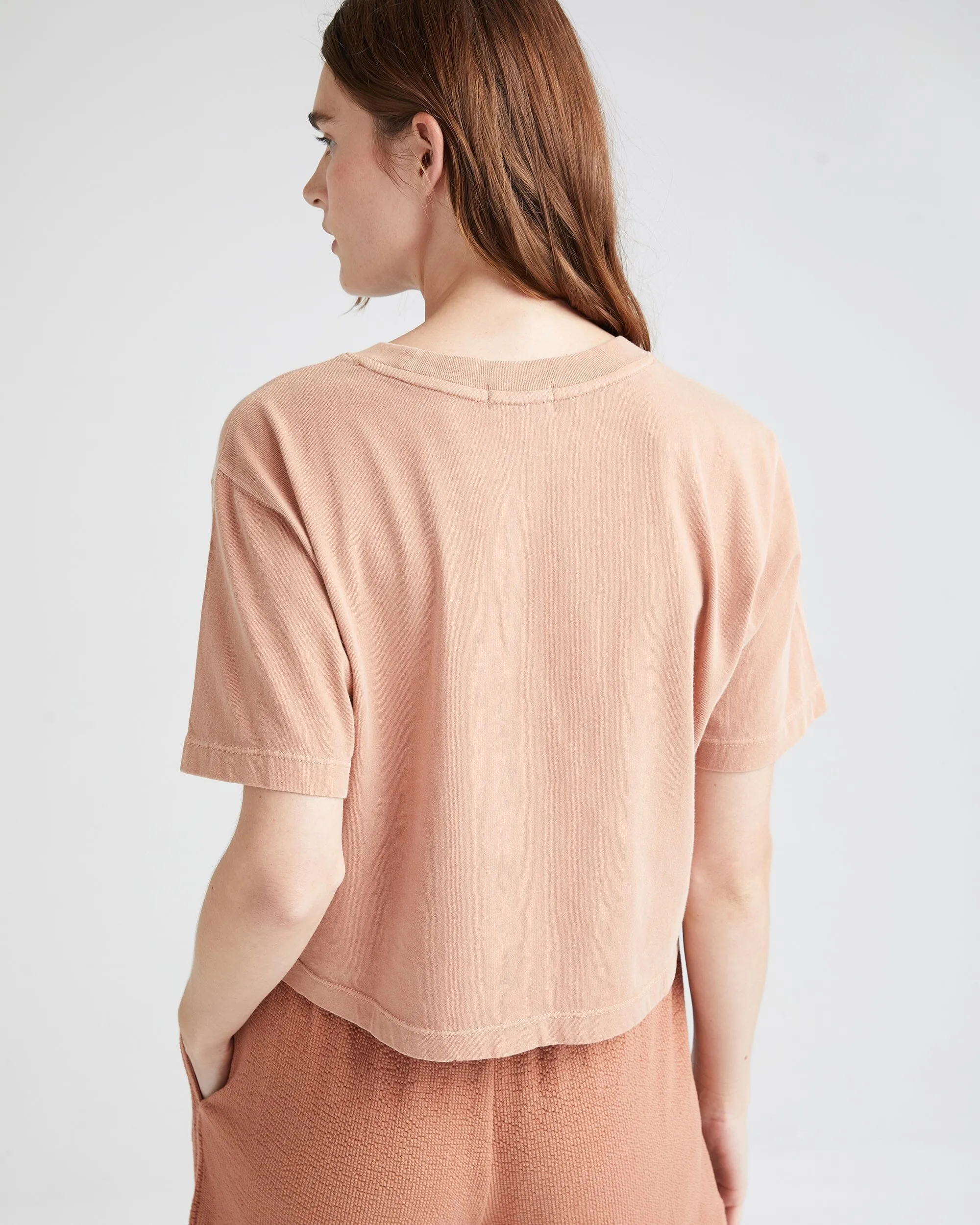 Womens Relaxed Crop Tee - Pigment Dye Jersey - Mocha Mousse sold by Andie product image thumbnail 2